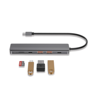 POWEROLOGY  P61HBCGY 6 in 1 Slim 4K HDMI USB-C Hub 10Gbps Data Transfer