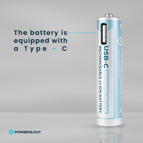 POWEROLOGY PAAAV2RBT USB-C Rechargeable Lithium AAA Battery (4pc pack)