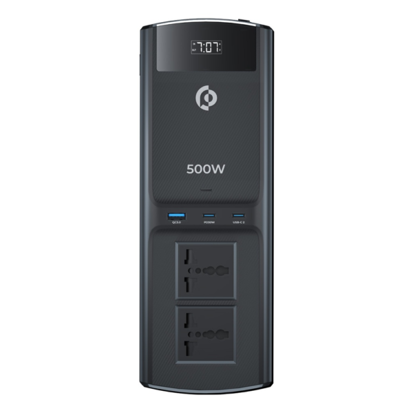 POWEROLOGY PCCSR008-BK 500W Universal Multi-Port Car Inverter With Dual USB-C Output