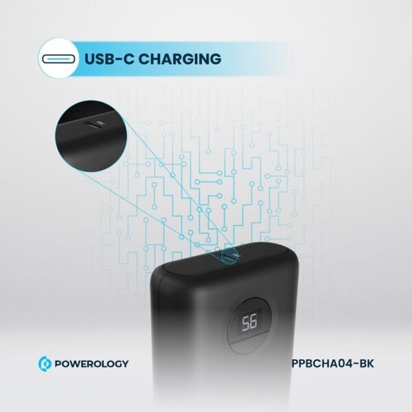 POWEROLOGY PPBCHA04-BK 10000mAh Ultra-Compact Power Bank 20W PD & QC3.0 USB-A and USB-C