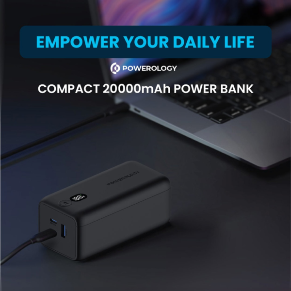 POWEROLOGY PPBCHA19 Onyx 20000mAh Dual USB-C Power Bank Rapid Three-Device Charging