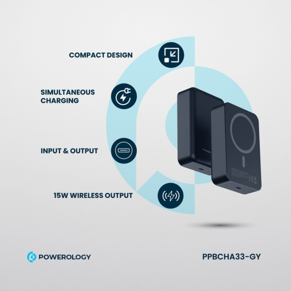 POWEROLOGY PPBCHA33-GY 20000mAh Magsafe Aluminum Powerbank