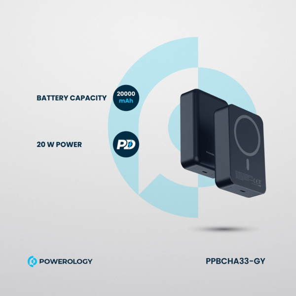 POWEROLOGY PPBCHA33-GY 20000mAh Magsafe Aluminum Powerbank