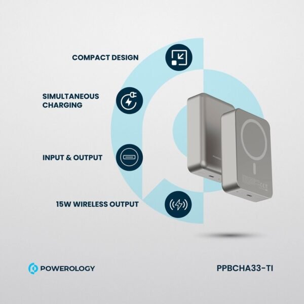 POWEROLOGY PPBCHA33-TI 20000mAh Magsafe Aluminum Powerbank