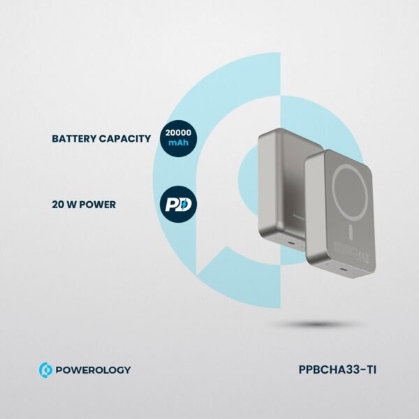 POWEROLOGY PPBCHA33-TI 20000mAh Magsafe Aluminum Powerbank