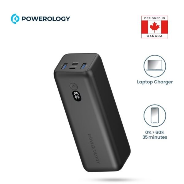 POWEROLOGY PPBCHA20 Onyx 30000mAh Dual USB-C Power Bank Rapid Four-Device Charging