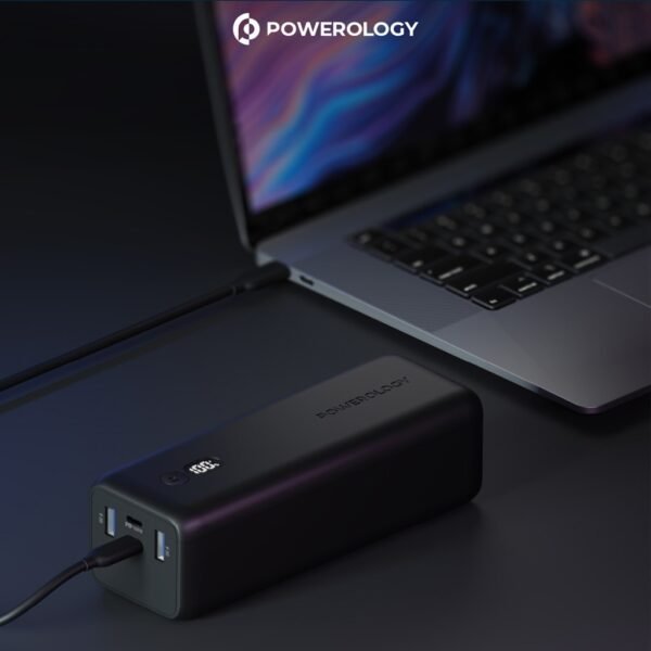 POWEROLOGY PPBCHA20 Onyx 30000mAh Dual USB-C Power Bank Rapid Four-Device Charging