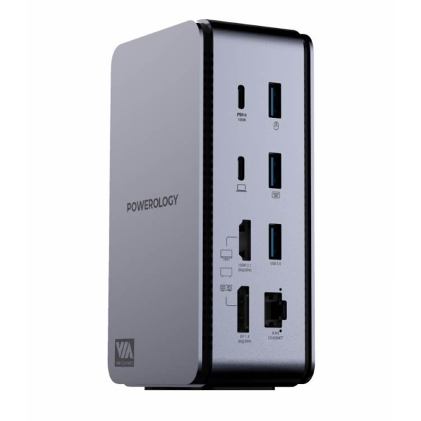 POWEROLOGY PW15IN1DS-GY 15 In 1 Dual Dock Station