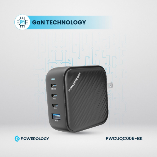 POWEROLOGY PWCUQC006-BK 100W Triple  PD + 1 QC3.0 World Travel Kit