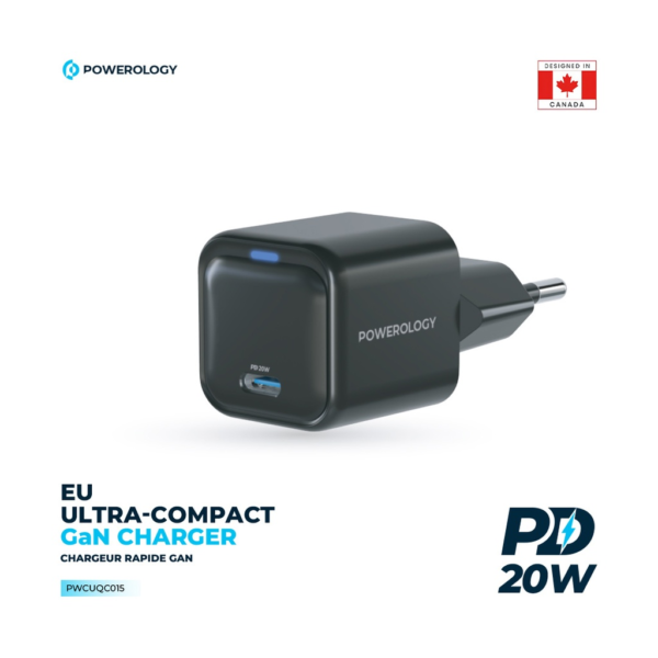 POWEROLOGY PWCUQC015 Ultra-Compact 20W Gan PD Charger EU