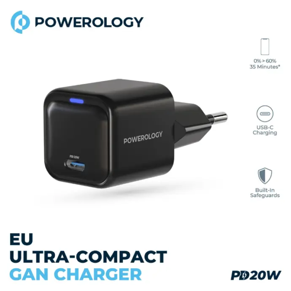 POWEROLOGY PWCUQC015 Ultra-Compact 20W Gan PD Charger EU