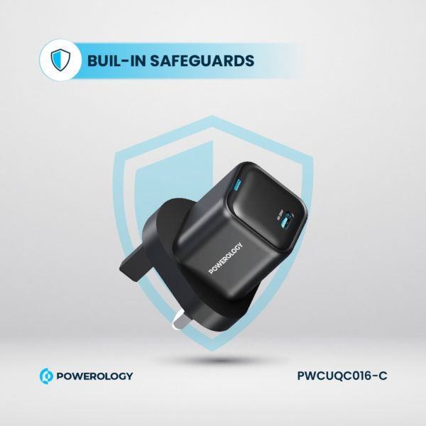 POWEROLOGY PWCUQC016-C Ultra-Compact GaN Charger With USB-C To USB-C Cable 1.2m/4ft