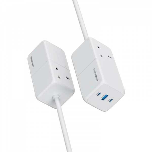 POWEROLOGY PWPS65W-WH 65W Power Strip With Dual Power Sockets