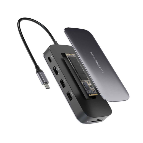 POWEROLOGY PWSDHB256 256GB USB-C Hub & SSD Drive All-in-one  Connectivity & Storage