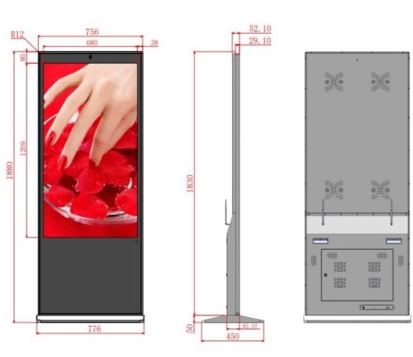 Diginnova  DI-IFS55IR 4K 55''Floor standing Digital Interactive signage kiosk