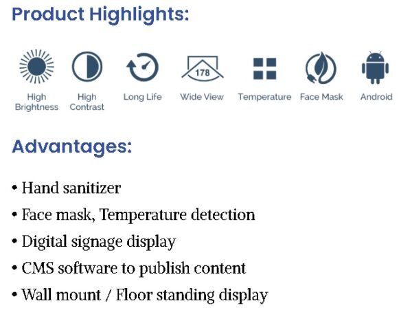 Diginnova 21.5 inch Hand Sanitizing LCD Digital Signage