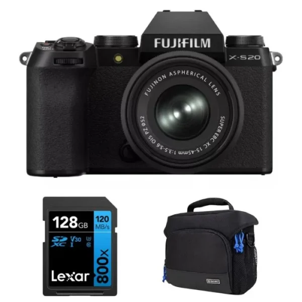 Fujifilm X-S20 Digital Camera with XC15-45mm Lens and Accessories