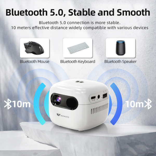 WOWOTO Q7S Auto Focus Mini Projector WiFi BT 150ANSI