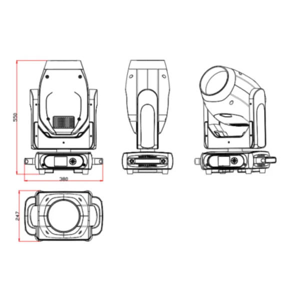 Stellar MH Beam 200 Professional Moving Head Light | 200W LED, 2° Beam, Rotating Prism, Gobos, DMX Stage Lighting