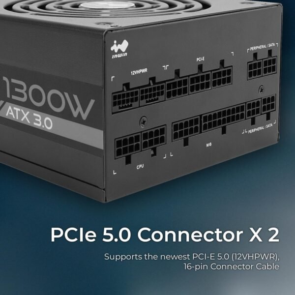 InWin P130II, 1300 Watts Gaming PC Power Supply, ATX 3.0/PCI-E 5.0 True 600W 12VHPWR Connectors x2