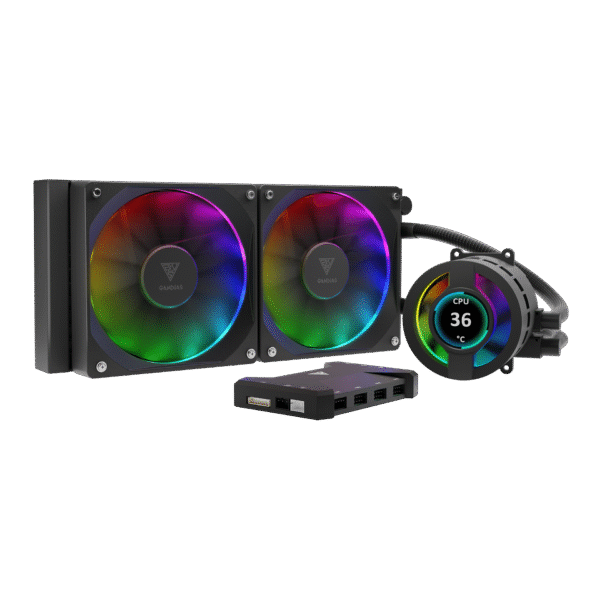 Gamdias GD-CHIONE-P3-240U Chione P3-240U Liquid Cooler, IPS LCD Display, PNG/GIF/JPG Background, 240mm Radiator, Copper Base Plate