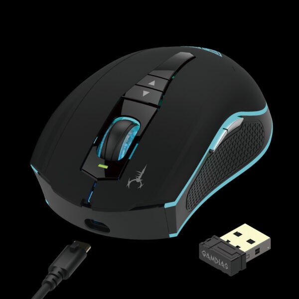 GAMDIAS GD-HADES-M1 - Wireless Optical Gaming Mouse, Dual Level RGB Illumination, 7 Programmable Buttons