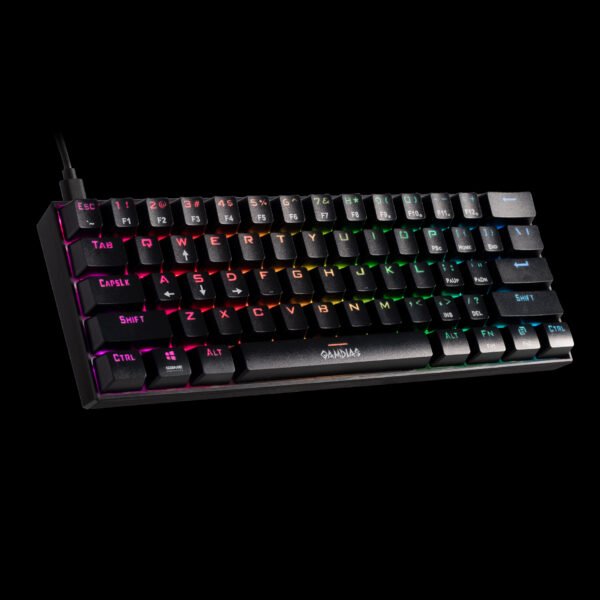 GAMDIAS GD-HERMES-E3-BLACK RGB Mechanical Gaming Keyboard, 61Keys, 19 Built-in Lighting Effects, Certified Optical Switches & N-Key Rollover