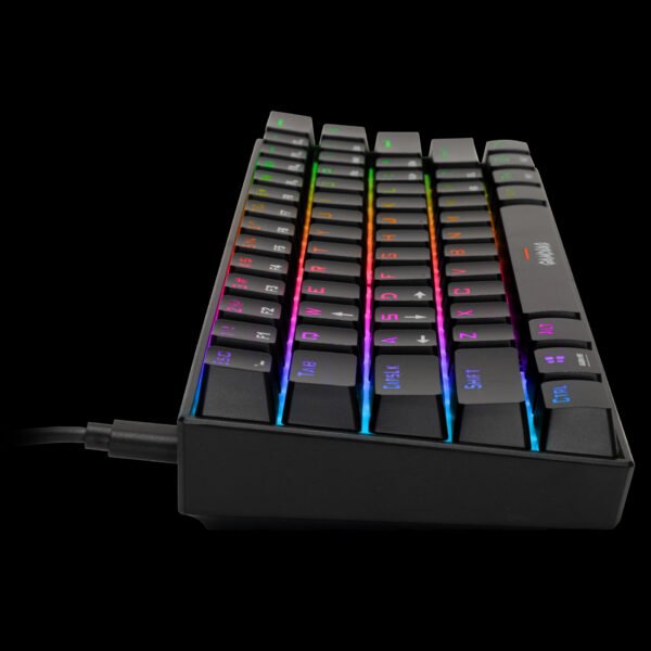GAMDIAS GD-HERMES-E3-BLACK RGB Mechanical Gaming Keyboard, 61Keys, 19 Built-in Lighting Effects, Certified Optical Switches & N-Key Rollover
