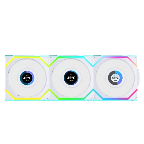 Lian Li Uni SL120 Wireless LCD 120 Triple White Cooling Fans Lian Li Uni SL120 Wireless LCD 120 Triple White Cooling Fans