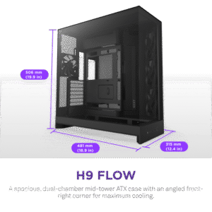 NZXT H9 Flow Dual-Chamber Mid-Tower Gaming Case Black
