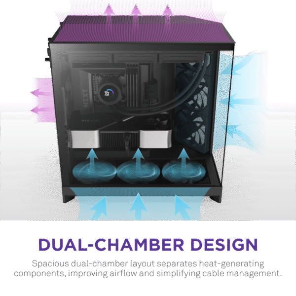 NZXT H9 Flow Dual-Chamber Mid-Tower Gaming Case Black