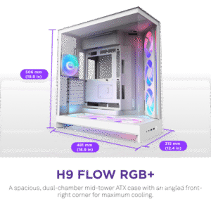 NZXT H9 Flow RGB Dual-Chamber Mid-Tower Gaming Case White