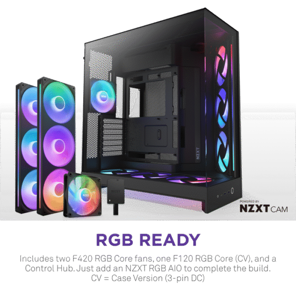 NZXT H9 Flow RGB+ Dual-Chamber Mid- Tower Gaming Case Black