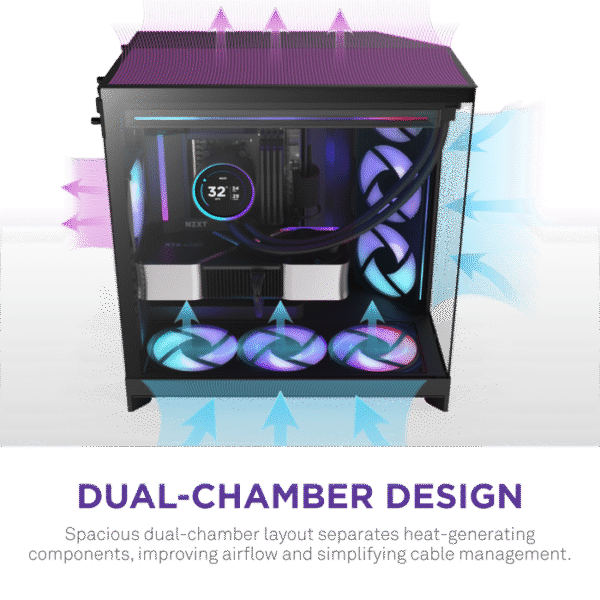 NZXT H9 Flow RGB Dual-Chamber Mid-Tower Gaming Case Black