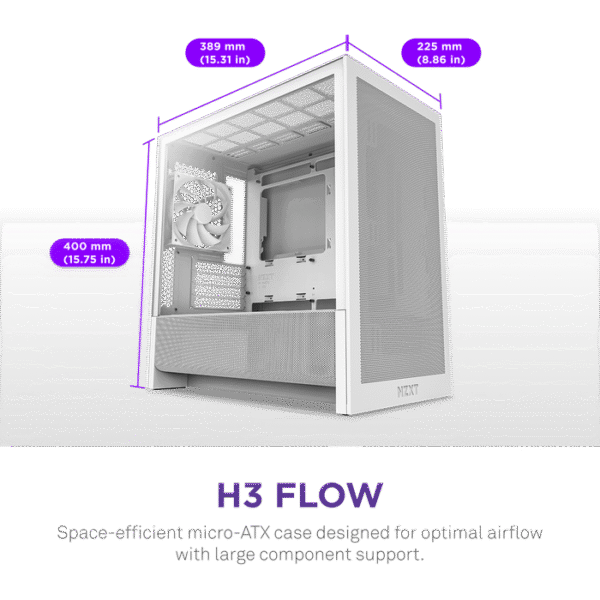 NZXT H3 Flow micro-ATX Mid-tower Gaming Case White