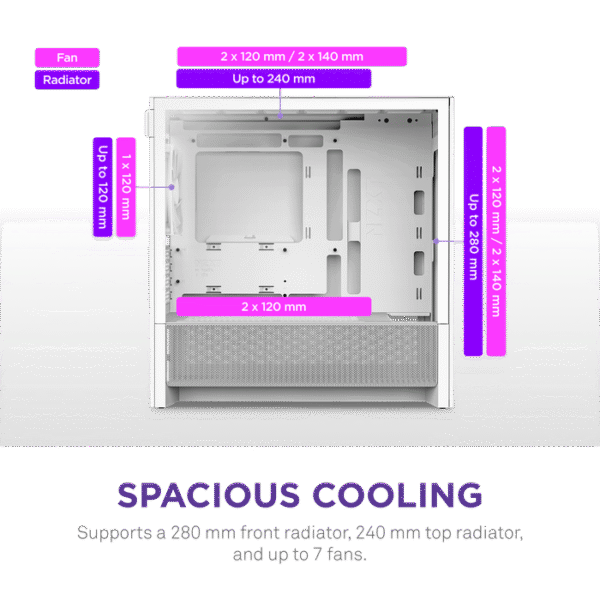 NZXT H3 Flow micro-ATX Mid-tower Gaming Case White