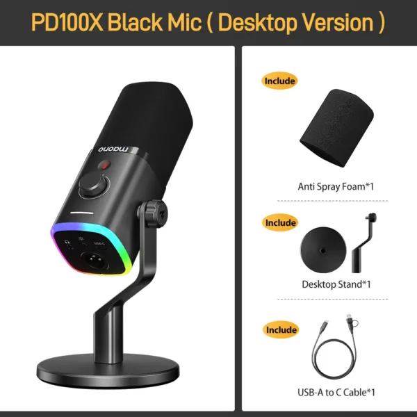 MAONO PD100X USB/XLR Dynamic Microphone for Streaming, Gaming, Podcasting & Voice Recording Plug & Play, Pro-Quality Sound