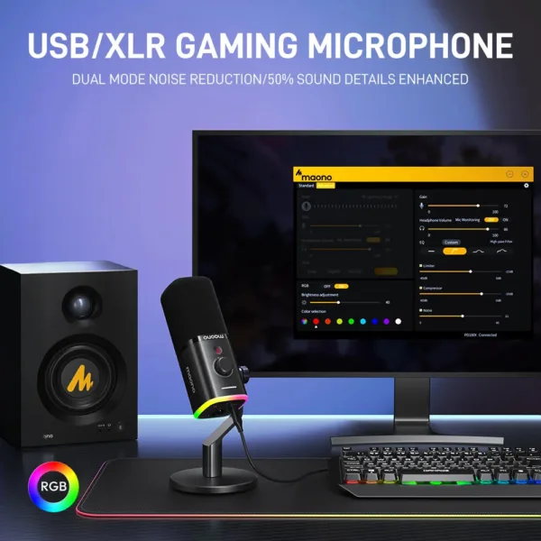 MAONO PD100X USB/XLR Dynamic Microphone for Streaming, Gaming, Podcasting & Voice Recording Plug & Play, Pro-Quality Sound