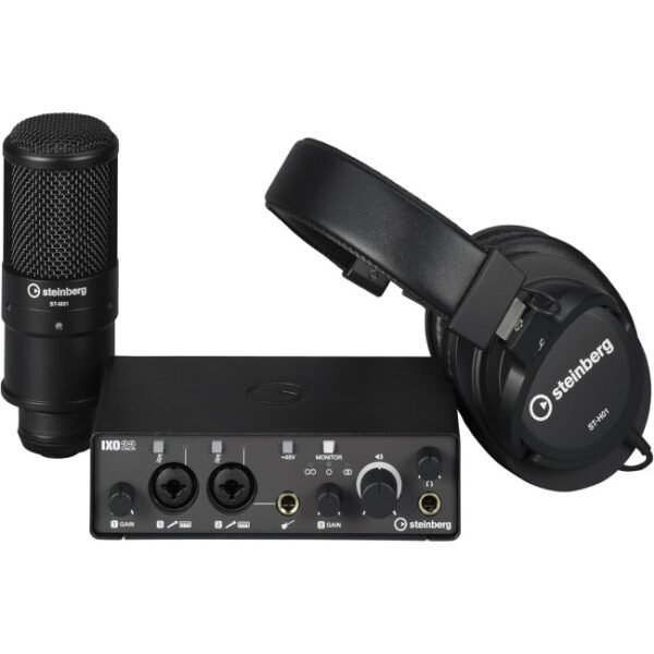 Steinberg IXO22 USB-C Audio Interface Recording Pack (Black) Complete Studio Bundle for Music Production & Streaming