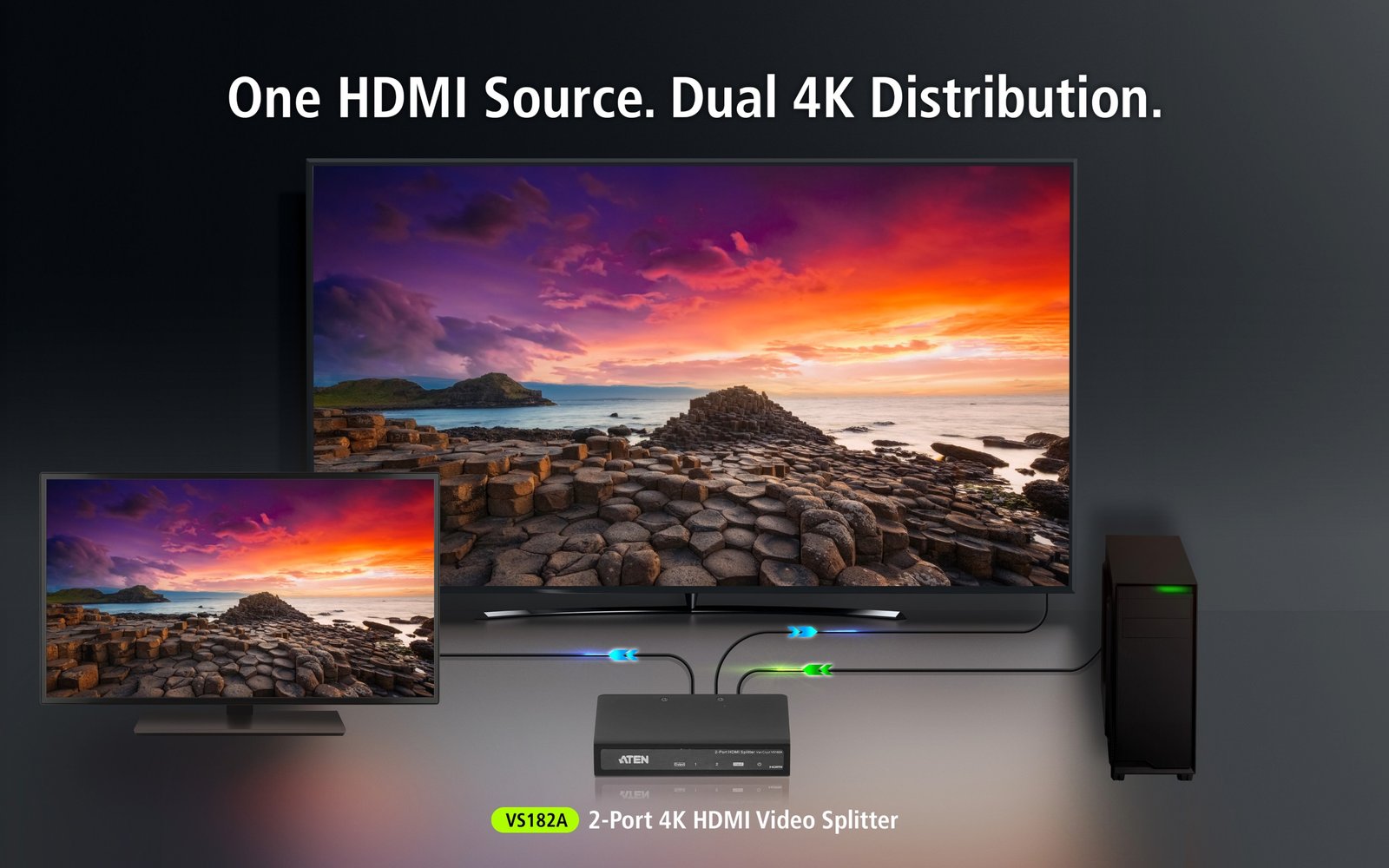 Aten VS182A-AT-E 2-Port 4K HDMI Splitter Ultra HD Video & Audio Distribution Aten VS182A-AT-E 2-Port 4K HDMI Splitter Ultra HD Video & Audio Distribution