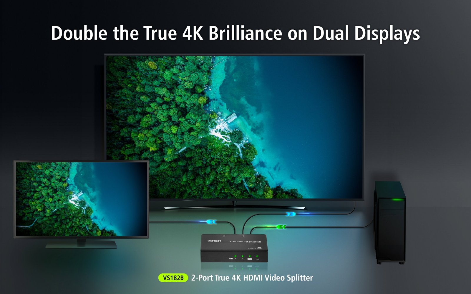 ATEN VS182B 2-Port HDMI Splitter True 4K @ 60Hz UHD Video Support | HDR, HDCP 2.2 Compatible ATEN VS182B 2-Port HDMI Splitter True 4K @ 60Hz UHD Video Support | HDR, HDCP 2.2 Compatible