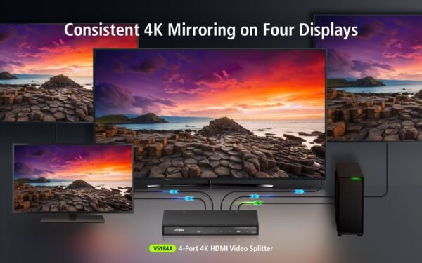ATEN VS184A 4-Port HDMI Splitter 4K @ 60Hz Ultra HD, HDR, HDCP 2.2 Support