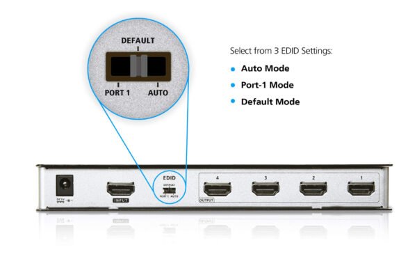 ATEN VS184B-AT-E 4-Port HDMI Splitter True 4K @ 60Hz UHD, HDR & HDCP 2.2 Compatible