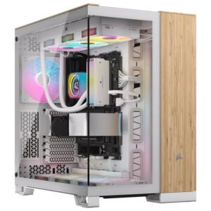 Corsair 6500X Tempered Glass Mid-Tower White/Bamboo Wood Gaming Case