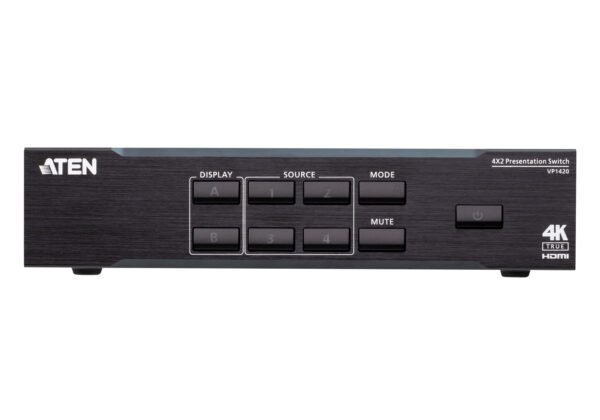ATEN VP1420-AT-E 4x2 True 4K HDMI Presentation Matrix Switch 4K60 Video, Audio De-Embedding & Seamless Switching