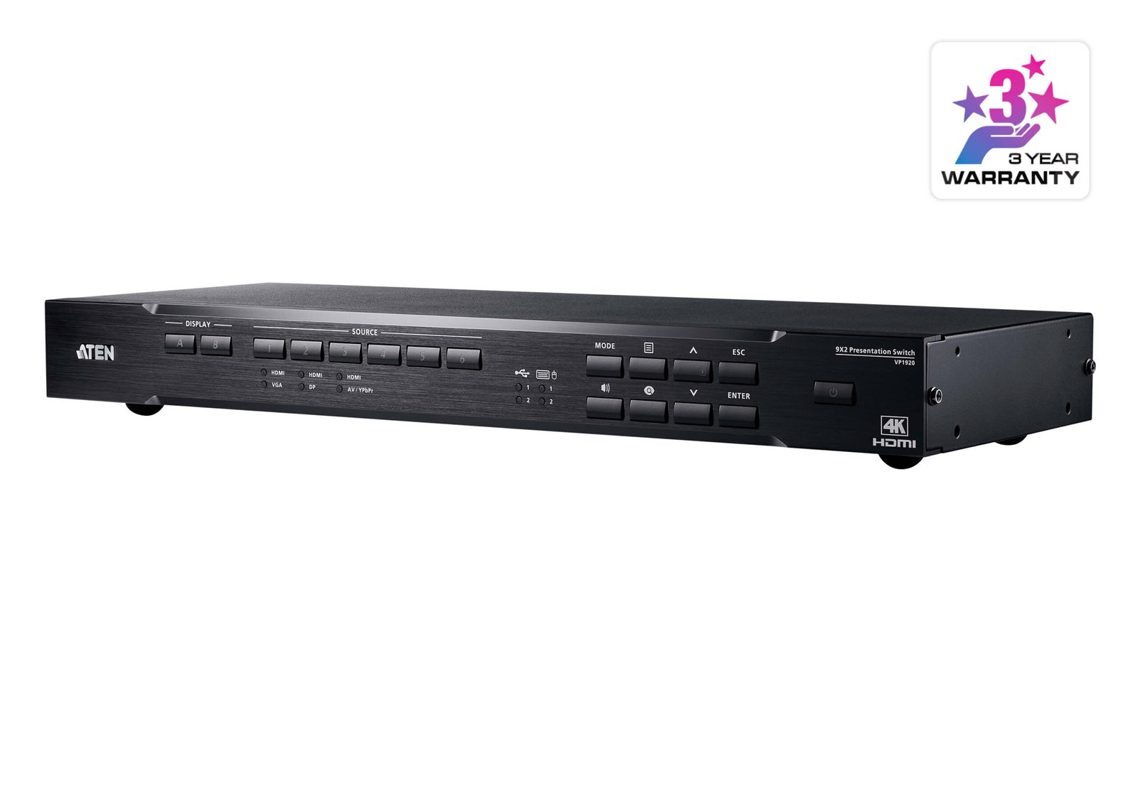 ATEN VM0404HB-AT-E 4x4 True 4K HDMI Matrix Switch Ultra HD 4K60 Video Switching with HDR Support ATEN VM0404HB-AT-E 4x4 True 4K HDMI Matrix Switch Ultra HD 4K60 Video Switching with HDR Support