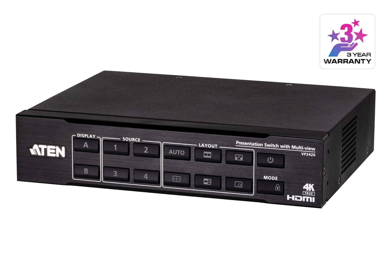 ATEN VP2420-AT-E 4x2 True 4K HDMI Multi-View Presentation Switch Seamless Switching & Ultra HD Performance ATEN VP2420-AT-E 4x2 True 4K HDMI Multi-View Presentation Switch Seamless Switching & Ultra HD Performance