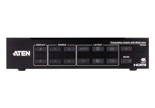 ATEN VP2420-AT-E 4x2 True 4K HDMI Multi-View Presentation Switch Seamless Switching & Ultra HD Performance