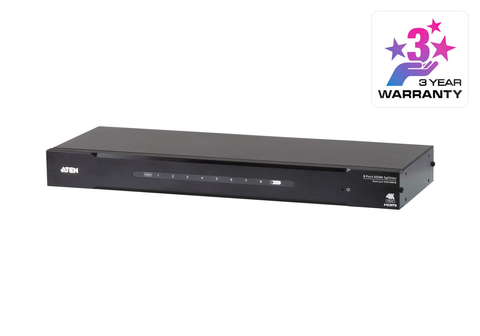 ATEN VS0108HB-AT-E 8-Port HDMI Splitter True 4K @ 60Hz, HDR, HDCP 2.2, EDID Support ATEN VS0108HB-AT-E 8-Port HDMI Splitter True 4K @ 60Hz, HDR, HDCP 2.2, EDID Support