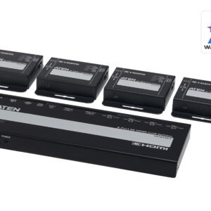 Aten VS1824KIT-AT-E 4-Port 4K HDMI Splitter over Cat6 with 4 Receivers & UK Power Cord Ultra HD HDMI Extender Kit Aten VS1824KIT-AT-E 4-Port 4K HDMI Splitter over Cat6 with 4 Receivers & UK Power Cord Ultra HD HDMI Extender Kit